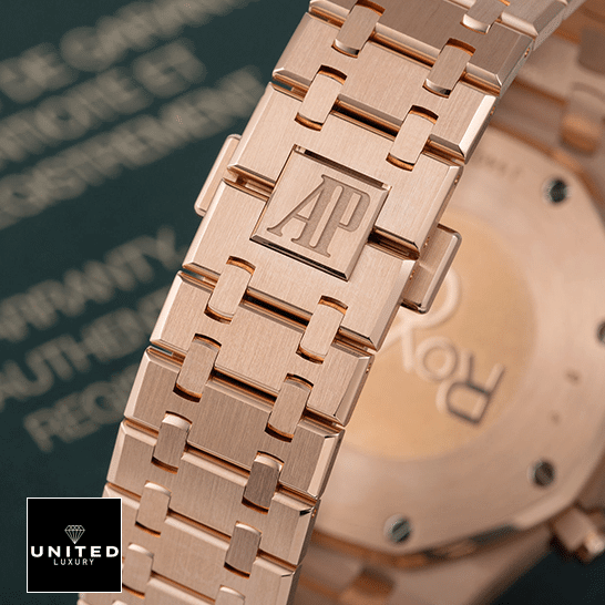 Audemar Piguet Royal Oak Rose Gold Stainless Steel Bracelet Replica upside view