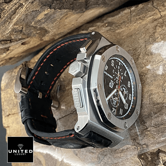 Audemars Piguet Royal Oak Black Dial Steel Case Replica wood background