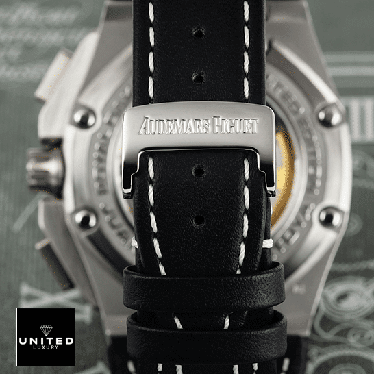 Audemars Piguet Black Calf Leather Bracelet Replica upside view
