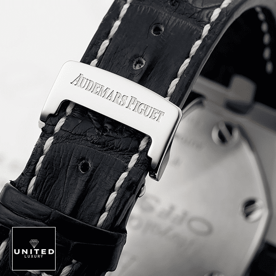 Audemars Piguet Black Leather Bracelet Steel Clasp Replica upside view